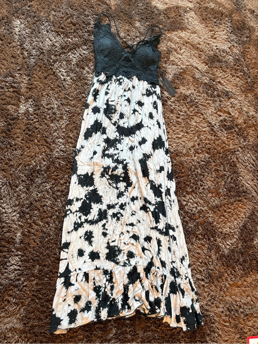 NWT Black Lace Bodice Tie-Dye Maxi Dress - Picture 2 of 4
